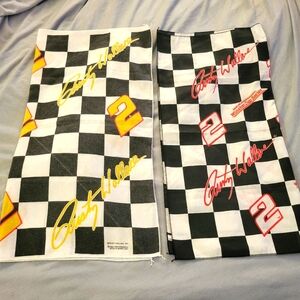 Vintage 2 Rusty Wallace NASCAR Winston Cup Bandana Kerchief Checkerboard Hanky
